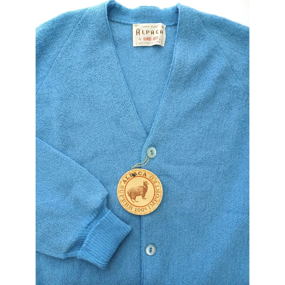Lord Jeff 100% Alpaca Knit Cardigan Sweater‎ Deadstock NWT USA Made Rockabilly